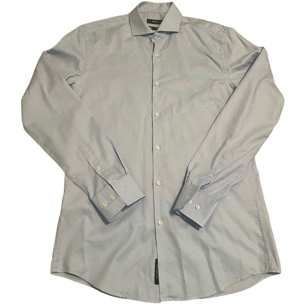 Boss by Hugo Boss Slim Fit Cutaway Collar Light Blue Dress Shirt Size 39/15.5